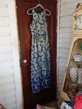 Banbana Republic Sleeveless Floral Maxi Dress in Blue and Green